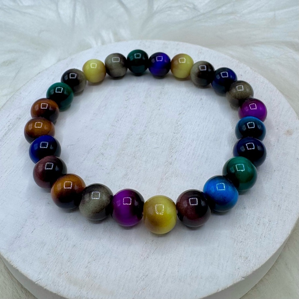 Rainbow Galaxy Tiger Eye stone Beaded Bracelet